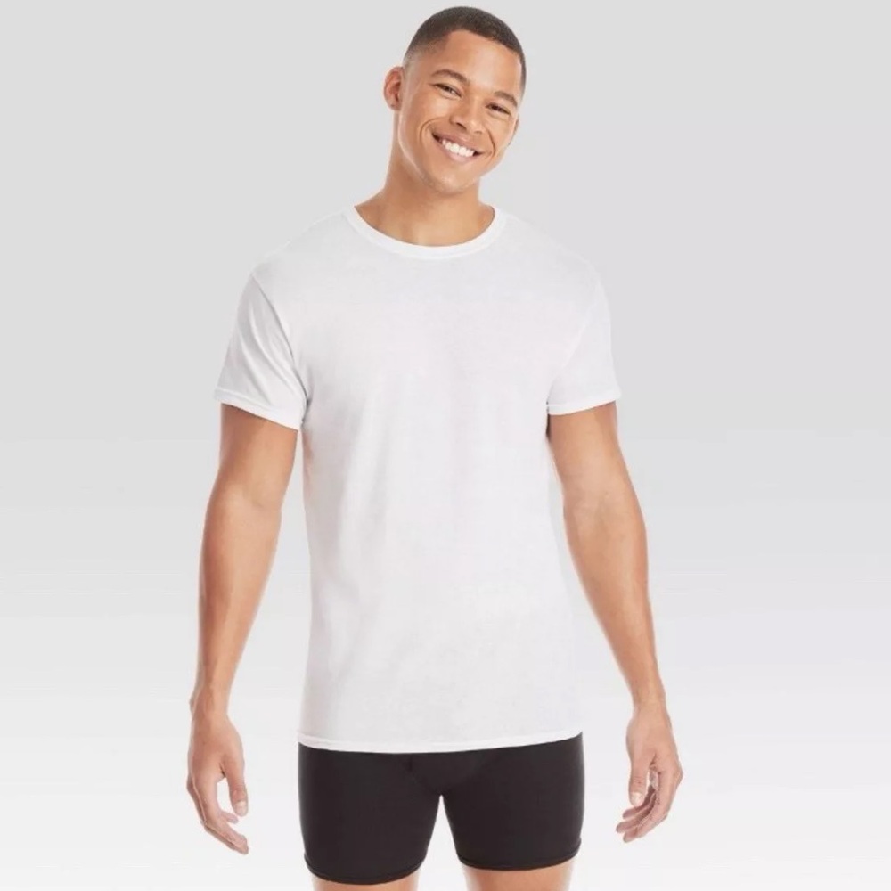 Hanes Men's Moisture-Wicking Crewneck Undershirt 10pk - White M, Open Box